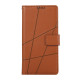 For Samsung Galaxy S24+ 5G PU Genuine Leather Texture Embossed Line Phone Case(Brown)