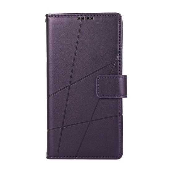 For Samsung Galaxy S24+ 5G PU Genuine Leather Texture Embossed Line Phone Case(Purple)