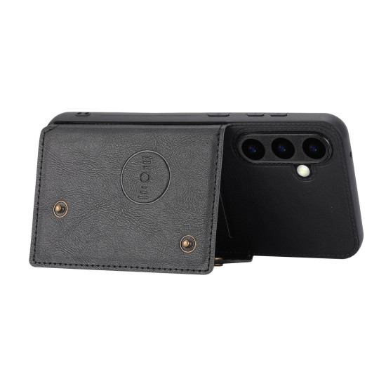 For Samsung Galaxy S24+ 5G Double Buckle Card Slots Magnetic Phone Case(Black)