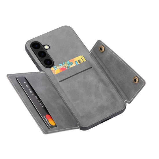 For Samsung Galaxy S24+ 5G Double Buckle Card Slots Magnetic Phone Case(Grey)