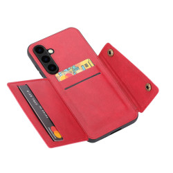 For Samsung Galaxy S24+ 5G Double Buckle Card Slots Magnetic Phone Case(Red)