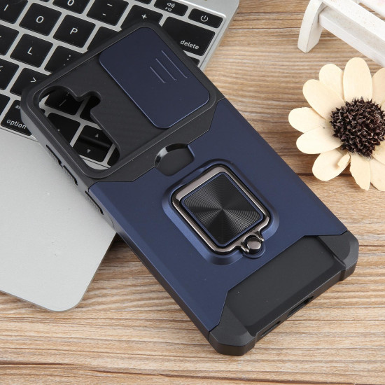 For Samsung Galaxy S24+ 5G Camera Shield Card Slot PC+TPU Phone Case(Blue)