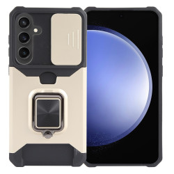 For Samsung Galaxy S24+ 5G Camera Shield Card Slot PC+TPU Phone Case(Gold)