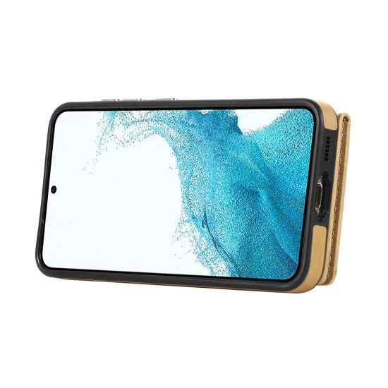 For Samsung Galaxy Galaxy S23+ 5G Brushed Texture Wallet Ring Holder Phone Case(Yellow)