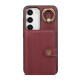 For Samsung Galaxy Galaxy S23+ 5G Brushed Texture Wallet Ring Holder Phone Case(Dark Red)