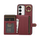 For Samsung Galaxy Galaxy S23+ 5G Brushed Texture Wallet Ring Holder Phone Case(Dark Red)