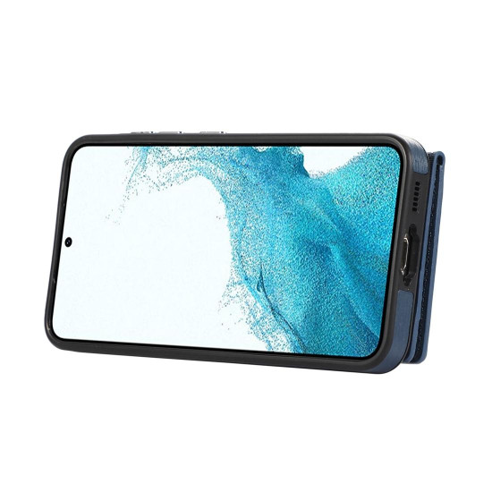 For Samsung Galaxy Galaxy S23+ 5G Brushed Texture Wallet Ring Holder Phone Case(Blue)