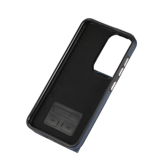 For Samsung Galaxy Galaxy S23+ 5G Brushed Texture Wallet Ring Holder Phone Case(Blue)