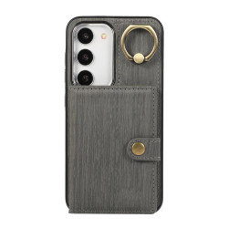 For Samsung Galaxy Galaxy S23 5G Brushed Texture Wallet Ring Holder Phone Case(Grey)