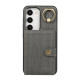 For Samsung Galaxy Galaxy S23 5G Brushed Texture Wallet Ring Holder Phone Case(Grey)