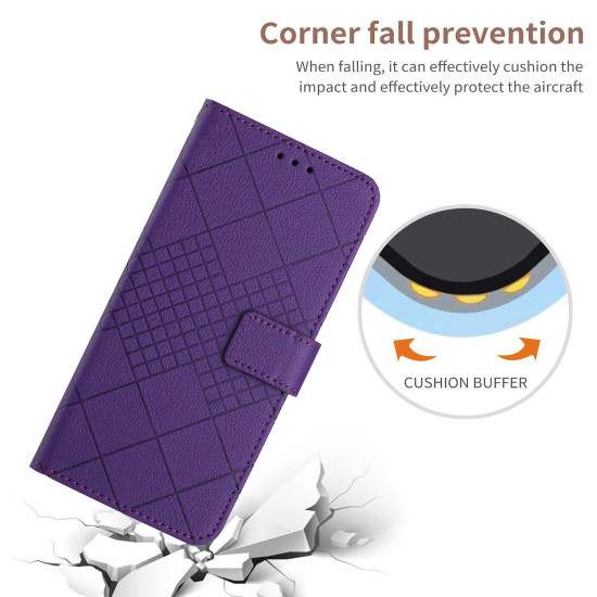 For Samsung Galaxy S24+ 5G Rhombic Grid Texture Leather Phone Case(Purple)