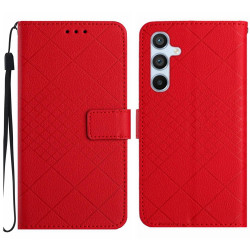 For Samsung Galaxy S24+ 5G Rhombic Grid Texture Leather Phone Case(Red)