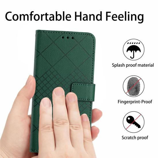 For Samsung Galaxy S24+ 5G Rhombic Grid Texture Leather Phone Case(Green)