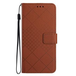 For Samsung Galaxy S24+ 5G Rhombic Grid Texture Leather Phone Case(Brown)