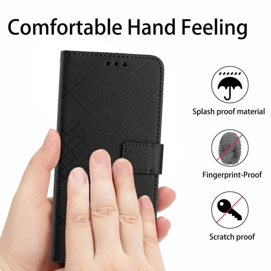 For Samsung Galaxy S24+ 5G Rhombic Grid Texture Leather Phone Case(Black)
