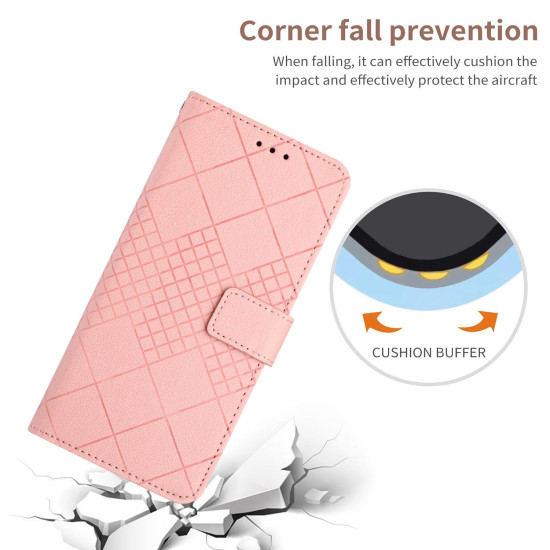 For Samsung Galaxy S24+ 5G Rhombic Grid Texture Leather Phone Case(Pink)