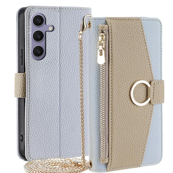 For Samsung Galaxy S24+ 5G Crossbody Litchi Texture Leather Phone Case(Blue)
