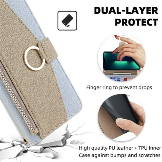 For Samsung Galaxy S24+ 5G Crossbody Litchi Texture Leather Phone Case(Blue)