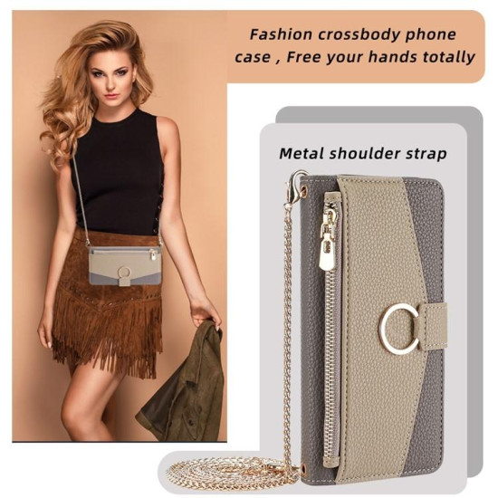 For Samsung Galaxy S24+ 5G Crossbody Litchi Texture Leather Phone Case(Grey)