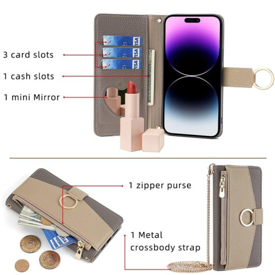 For Samsung Galaxy S24+ 5G Crossbody Litchi Texture Leather Phone Case(Grey)