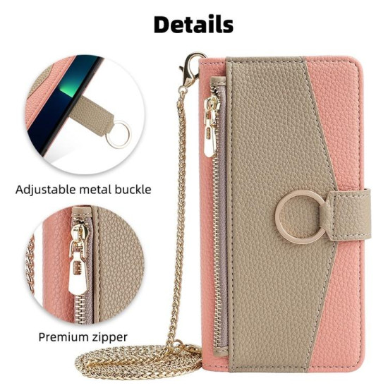 For Samsung Galaxy S24+ 5G Crossbody Litchi Texture Leather Phone Case(Pink)