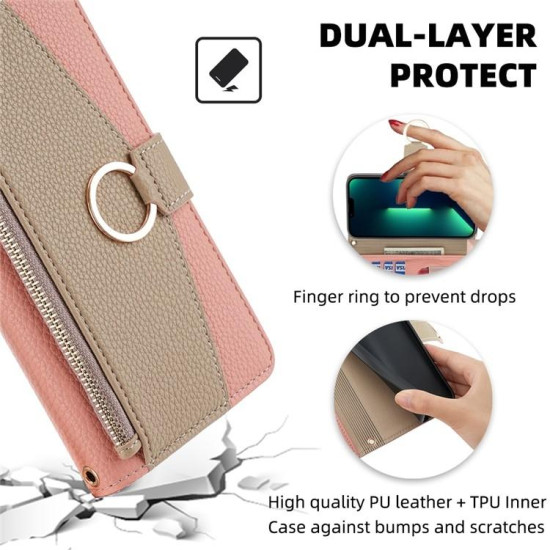 For Samsung Galaxy S24+ 5G Crossbody Litchi Texture Leather Phone Case(Pink)