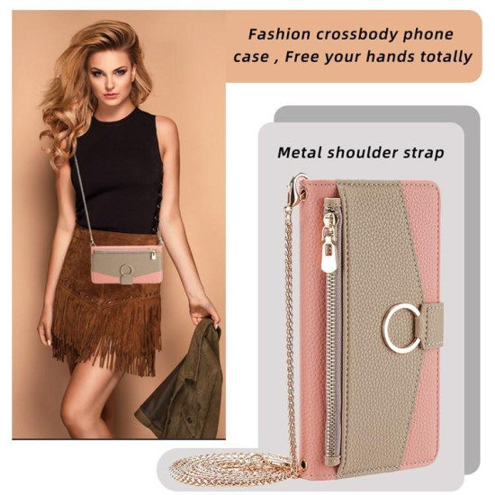 For Samsung Galaxy S24+ 5G Crossbody Litchi Texture Leather Phone Case(Pink)