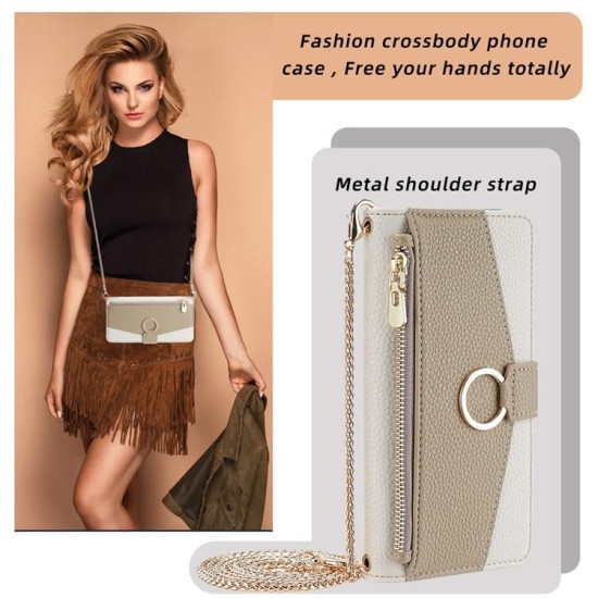 For Samsung Galaxy S24+ 5G Crossbody Litchi Texture Leather Phone Case(White)