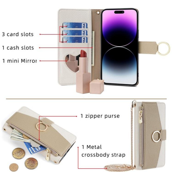 For Samsung Galaxy S24+ 5G Crossbody Litchi Texture Leather Phone Case(White)
