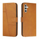 For Samsung Galaxy S24+ Stitching Calf Texture Buckle Leather Phone Case(Yellow)