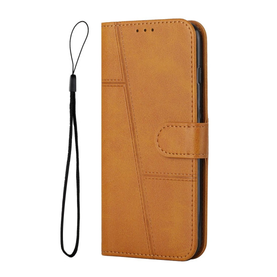 For Samsung Galaxy S24+ Stitching Calf Texture Buckle Leather Phone Case(Yellow)
