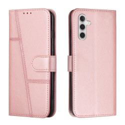 For Samsung Galaxy S24+ Stitching Calf Texture Buckle Leather Phone Case(Pink)