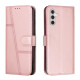 For Samsung Galaxy S24+ Stitching Calf Texture Buckle Leather Phone Case(Pink)