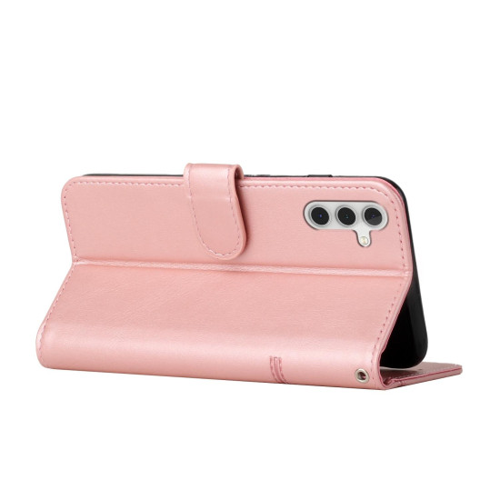 For Samsung Galaxy S24+ Stitching Calf Texture Buckle Leather Phone Case(Pink)