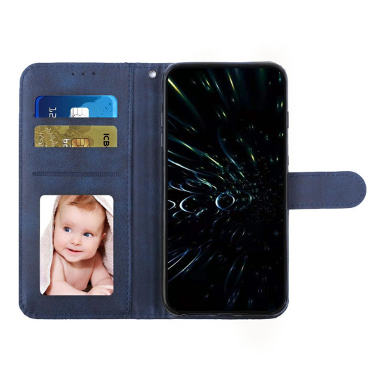 For Samsung Galaxy S24+ Stitching Calf Texture Buckle Leather Phone Case(Blue)
