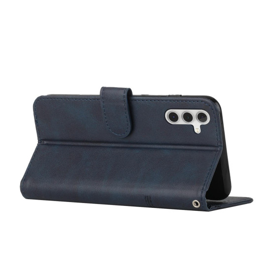 For Samsung Galaxy S24+ Stitching Calf Texture Buckle Leather Phone Case(Blue)