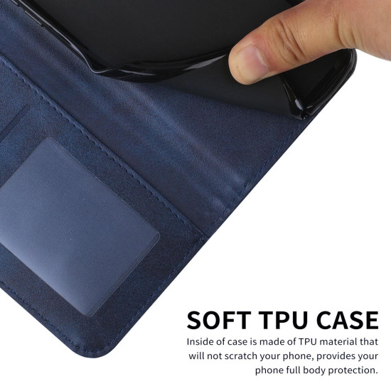 For Samsung Galaxy S24+ Stitching Calf Texture Buckle Leather Phone Case(Blue)