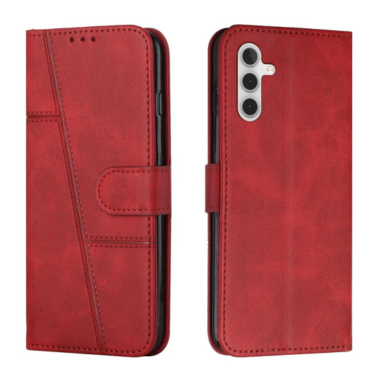 For Samsung Galaxy S24+ Stitching Calf Texture Buckle Leather Phone Case(Red)