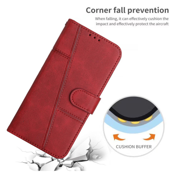 For Samsung Galaxy S24+ Stitching Calf Texture Buckle Leather Phone Case(Red)