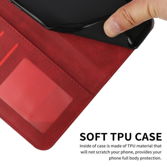 For Samsung Galaxy S24+ Stitching Calf Texture Buckle Leather Phone Case(Red)