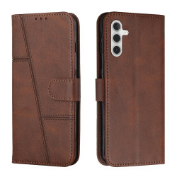 For Samsung Galaxy S24+ Stitching Calf Texture Buckle Leather Phone Case(Brown)