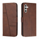For Samsung Galaxy S24+ Stitching Calf Texture Buckle Leather Phone Case(Brown)