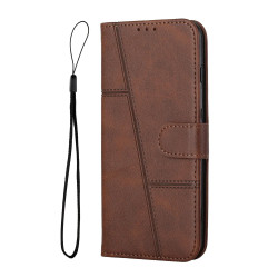 For Samsung Galaxy S24+ Stitching Calf Texture Buckle Leather Phone Case(Brown)