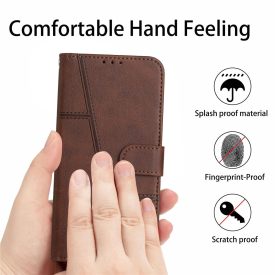 For Samsung Galaxy S24+ Stitching Calf Texture Buckle Leather Phone Case(Brown)