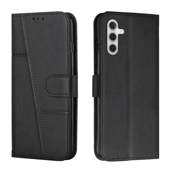 For Samsung Galaxy S24+ Stitching Calf Texture Buckle Leather Phone Case(Black)