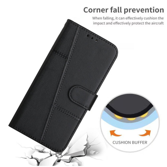 For Samsung Galaxy S24+ Stitching Calf Texture Buckle Leather Phone Case(Black)