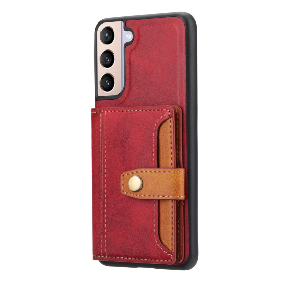 For Samsung Galaxy S24+ 5G Calfskin Card Slot TPU + PU Phone Case(Red)
