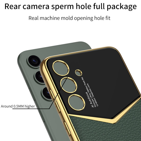 For Samsung Galaxy S24+ 5G GKK Plating Soft TPU + Leather Full Coverage Phone Case without Pen(Carbon Fibre)