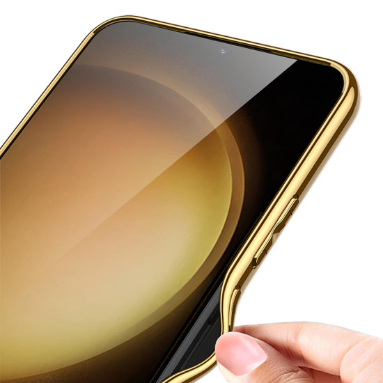 For Samsung Galaxy S24+ 5G GKK Plating Soft TPU + Leather Full Coverage Phone Case without Pen(Carbon Fibre)