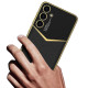 For Samsung Galaxy S24+ 5G GKK Plating Soft TPU + Leather Full Coverage Phone Case without Pen(Carbon Fibre)
